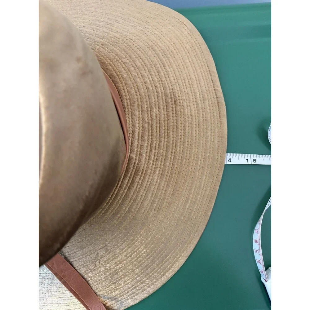 Vtg Mr Kim Original Sun Hat Wide Brim Satin Ribbon Bow Gold Bronze 1950s 60s